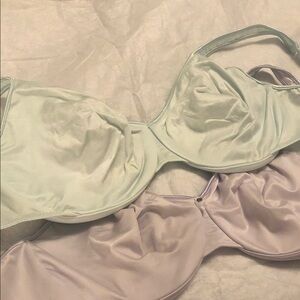 Bali Satin Underwire Bra Set - Light Green and Lavender